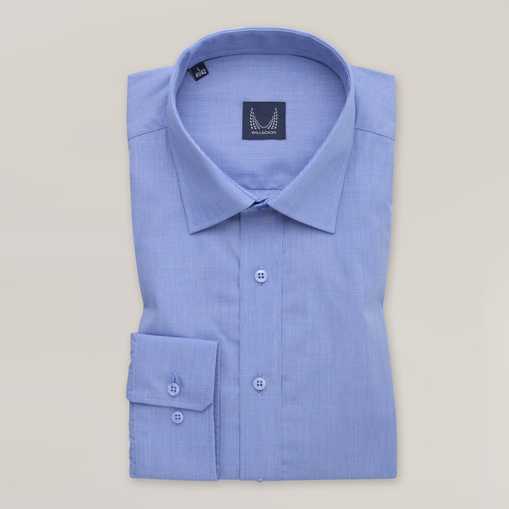 Pánska košeľa slim fit v modrej farbe s jemnou textúrou 15954