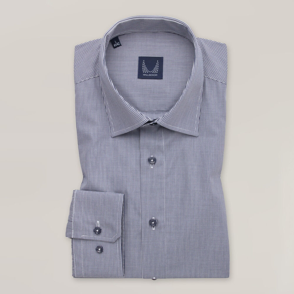 Pánska košeľa slim fit s tmavomodrým károvaným vzorom 15962