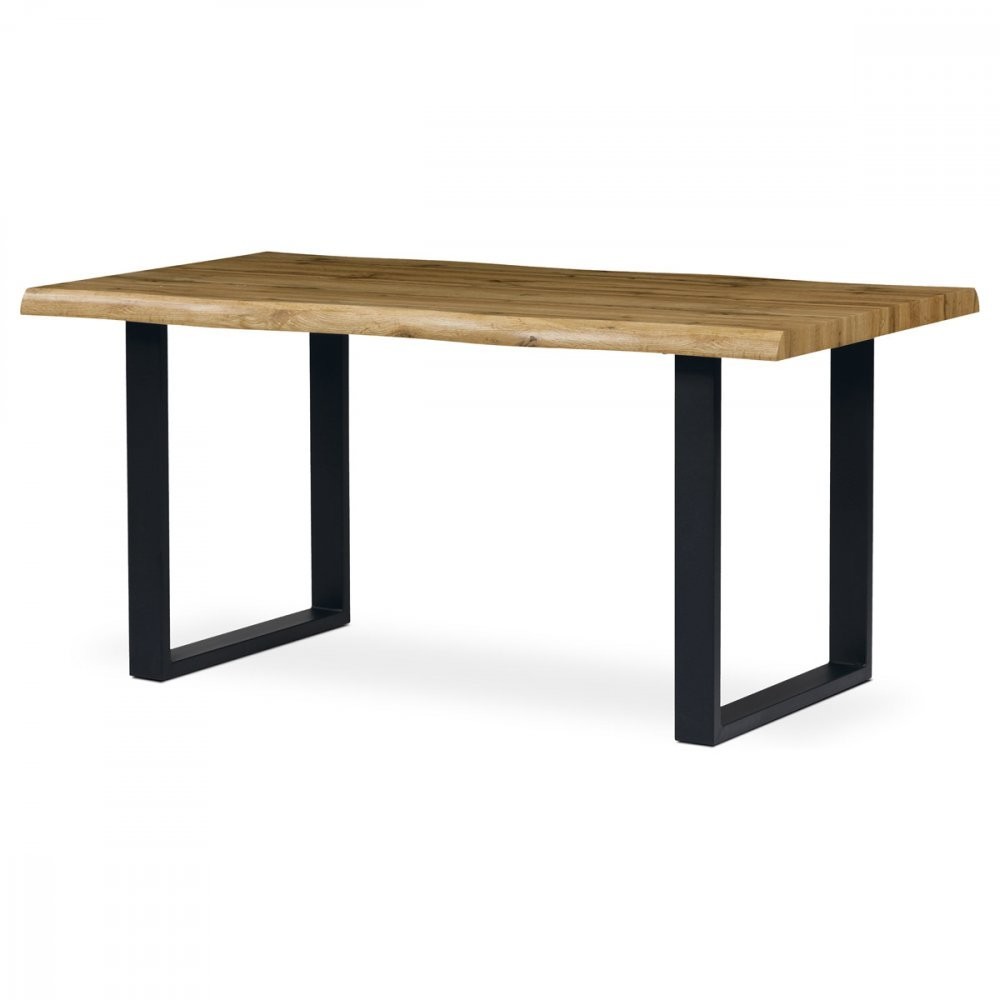 AUTRONIC HT-865 OAK Jedálenský stôl, 160x90x75 cm, MDF doska, 3D dekor divoký dub, kov, čierny lak
