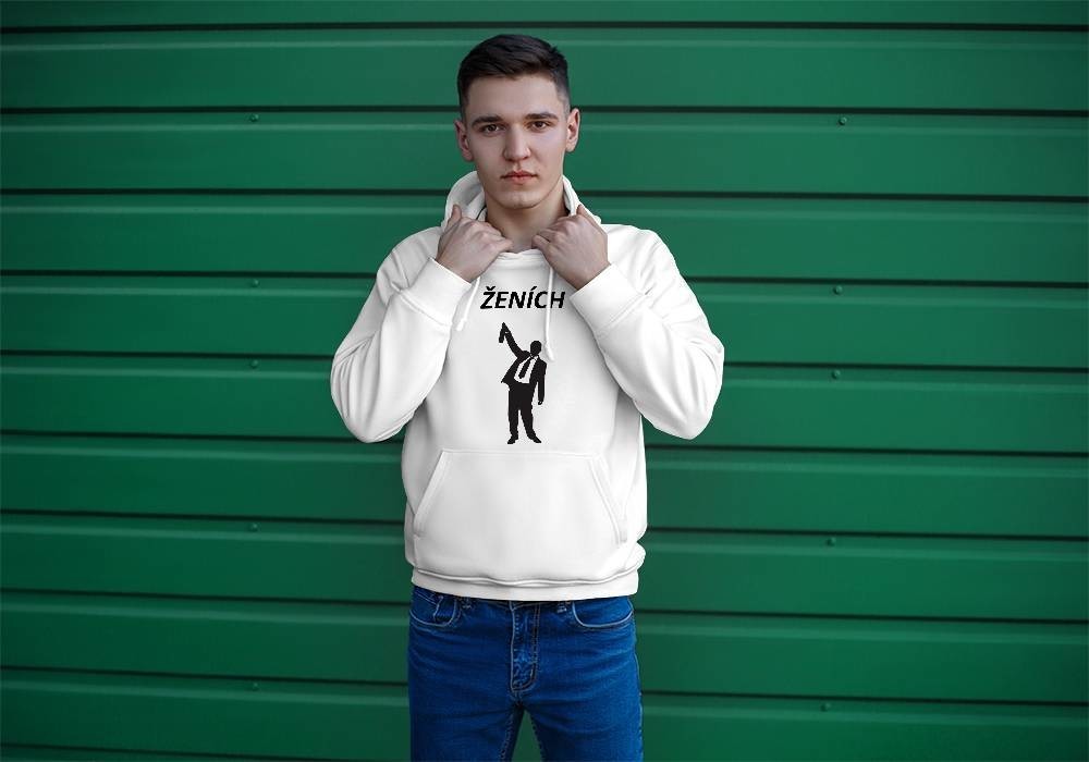 Personal Pánska mikina s potlačou - Ženích Silueta Farba: biela, Veľkosť - dospelý: S
