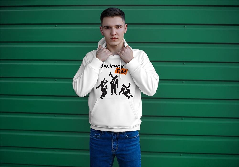 Personal Pánska mikina - Ženíchov Tím Silueta Farba: biela, Veľkosť - dospelý: S