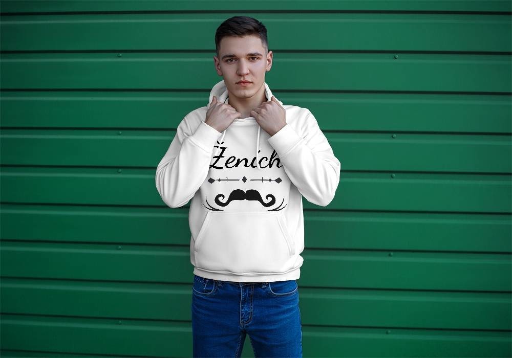 Personal Pánska mikina - Ženích fúzy Farba: biela, Veľkosť - dospelý: S