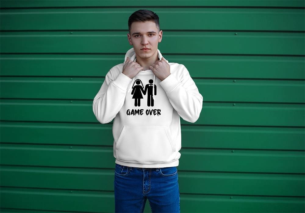 Personal Párová mikina pánska - Game Over Farba: biela, Veľkosť - dospelý: S