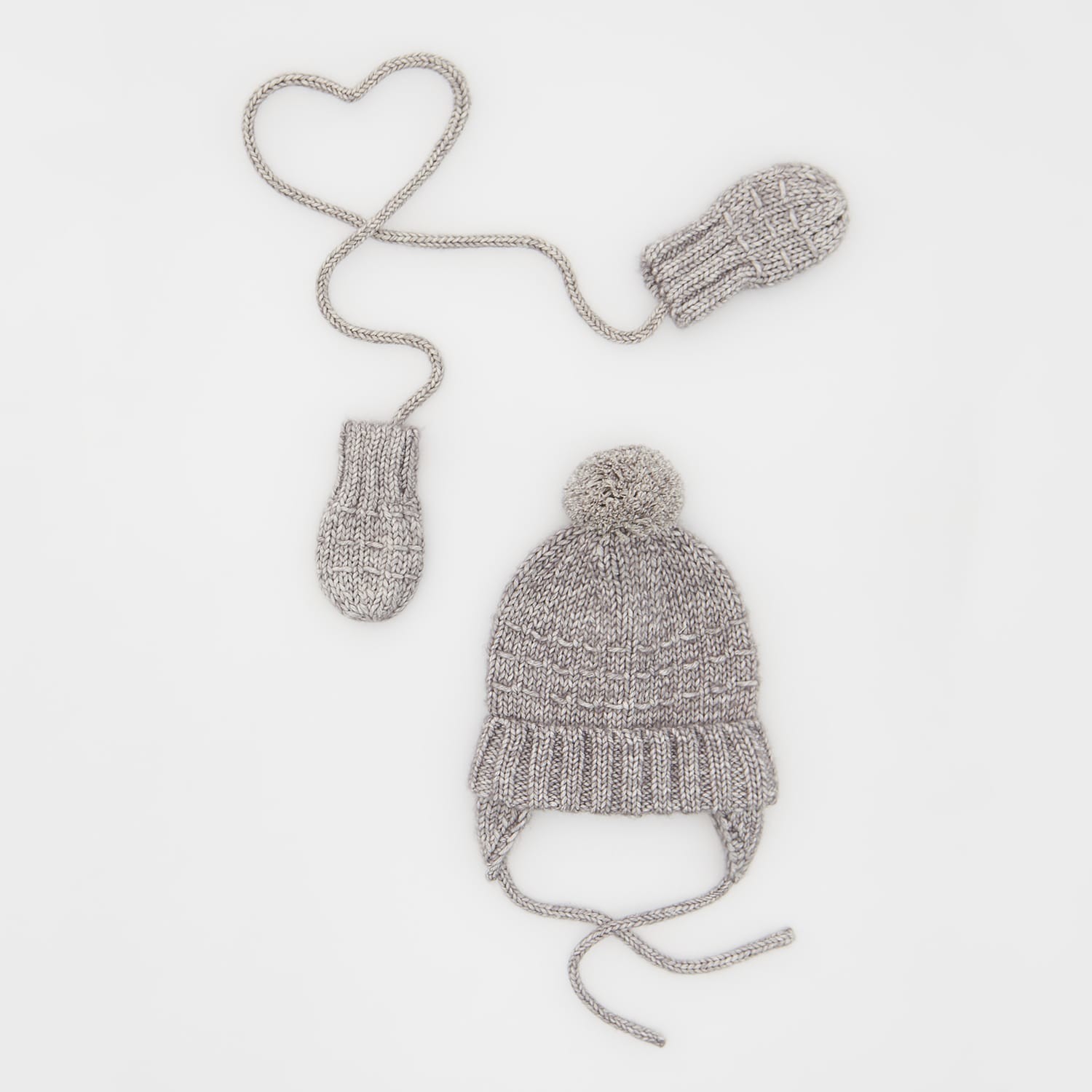 Reserved - Babies` cap & mittens - Šedá