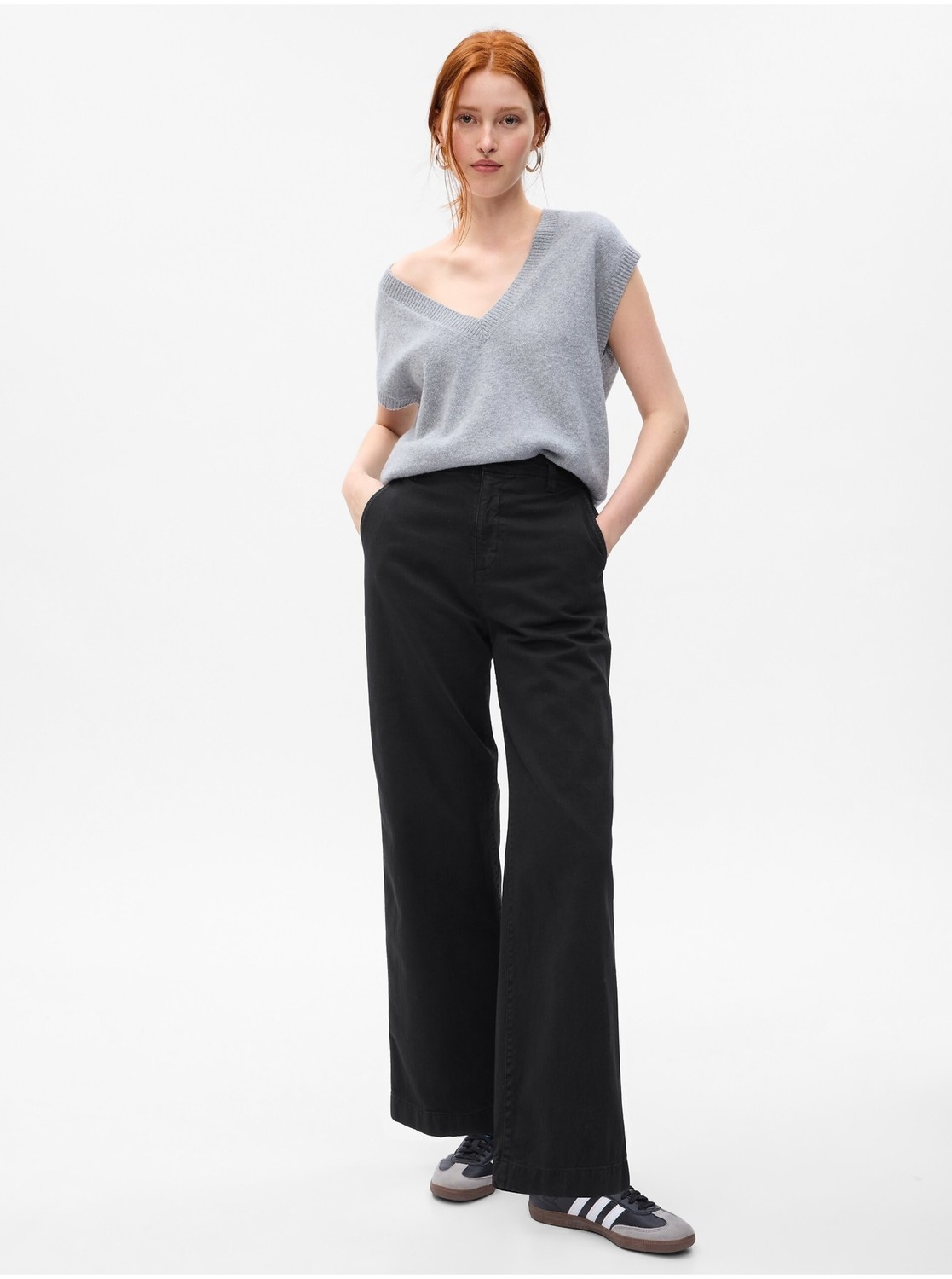 Čierne dámske široké nohavice GAP