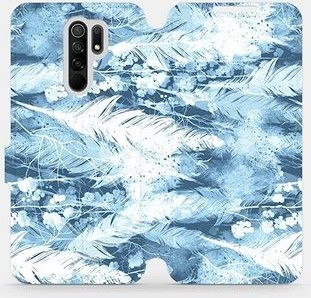 Flipové pouzdro na mobil Xiaomi Redmi 9 - M058S Světle modrá horizontální pírka