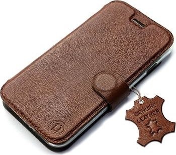 Mobiwear Kožené flip pouzdro pro Apple iPhone 13 - Hnědé - L_BRS