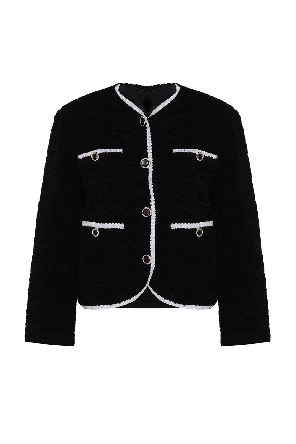 Trendyol Black Pocket Detailed Plush Jacket Coat