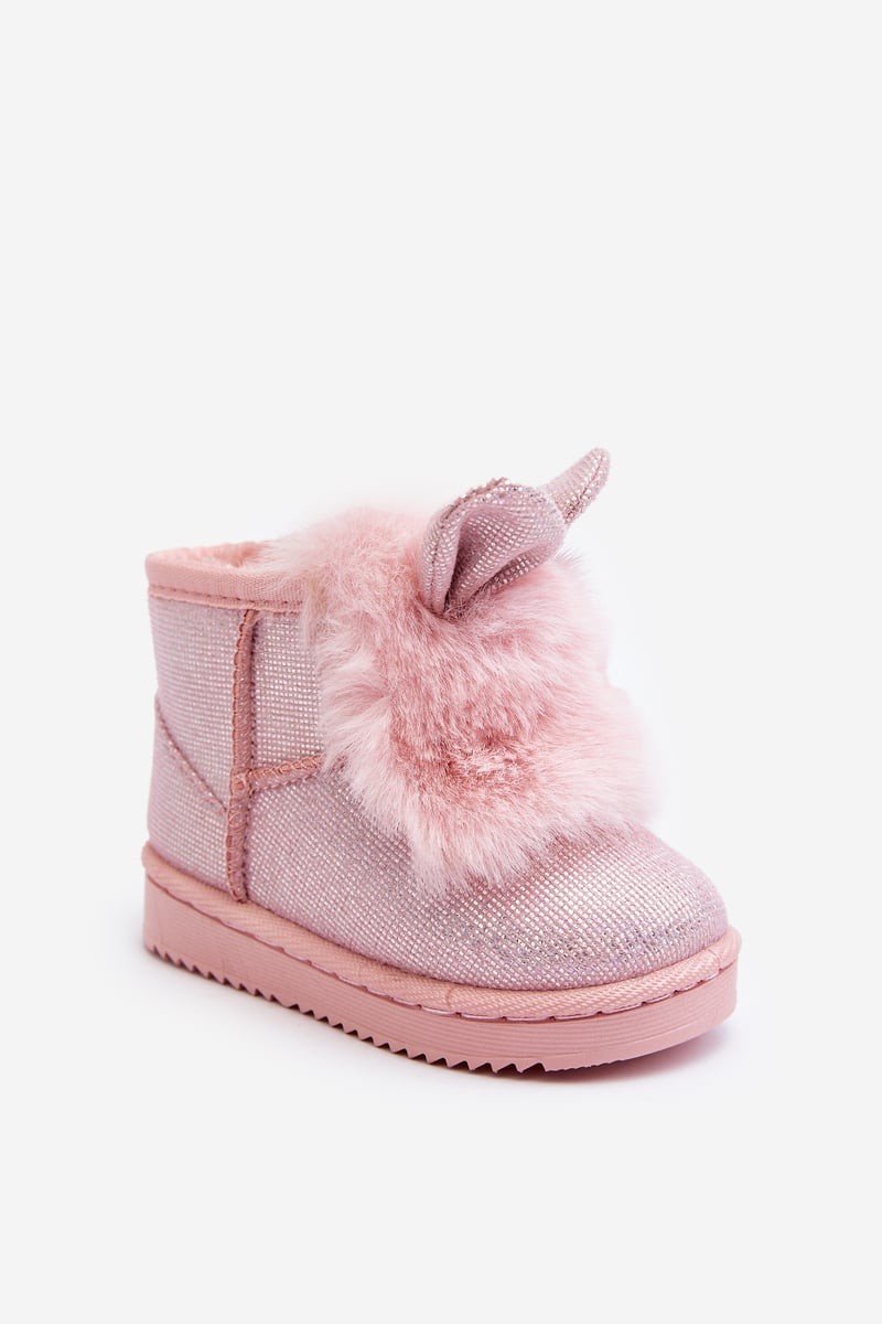 Children's snow boots insulated with fur, light pink Betty Ears