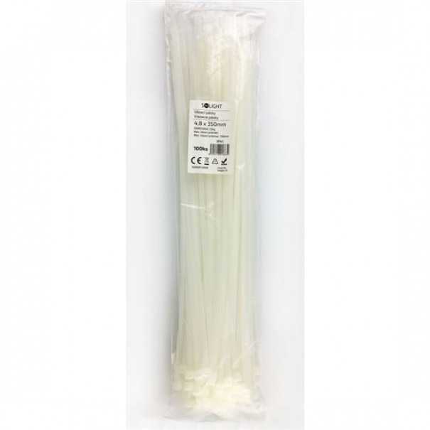 Viazacie nylonové pásky Solight 4,8x350 mm 100 ks - priehľadné