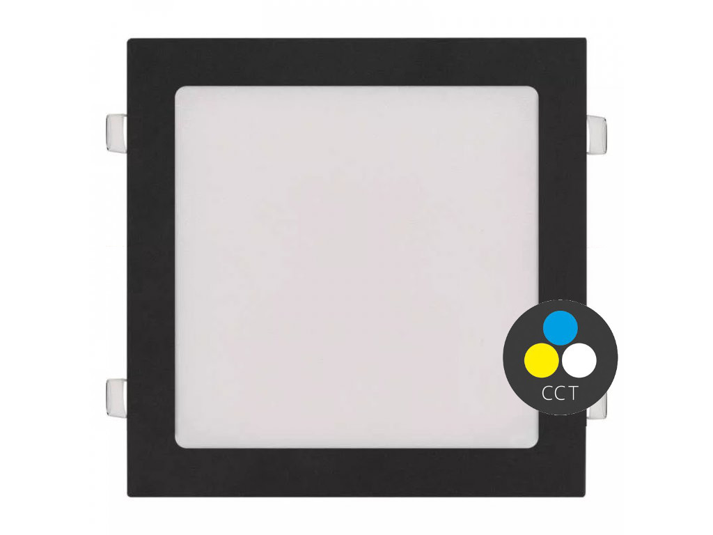 T-LED Čierny vstavaný LED panel hranatý 300 x 300mm 24W 24V CCT 102215