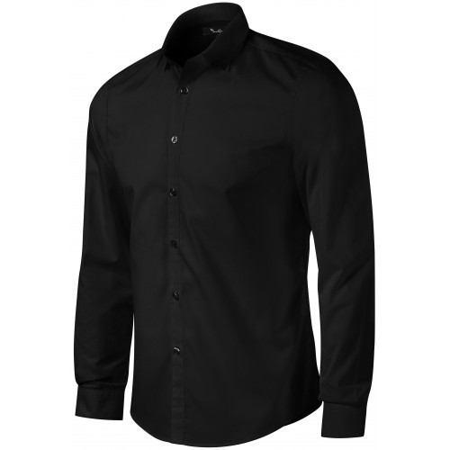 Pánska košeľa s dlhým rukávom slim fit, čierna, S