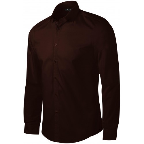 Pánska košeľa s dlhým rukávom slim fit, kávová, S