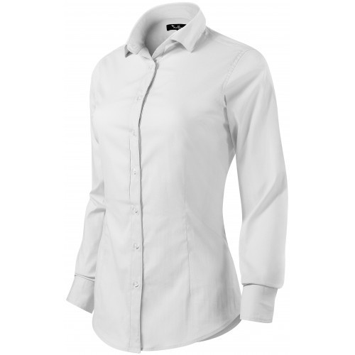 Dámska blúzka s dlhým rukávom slim fit, biela, L