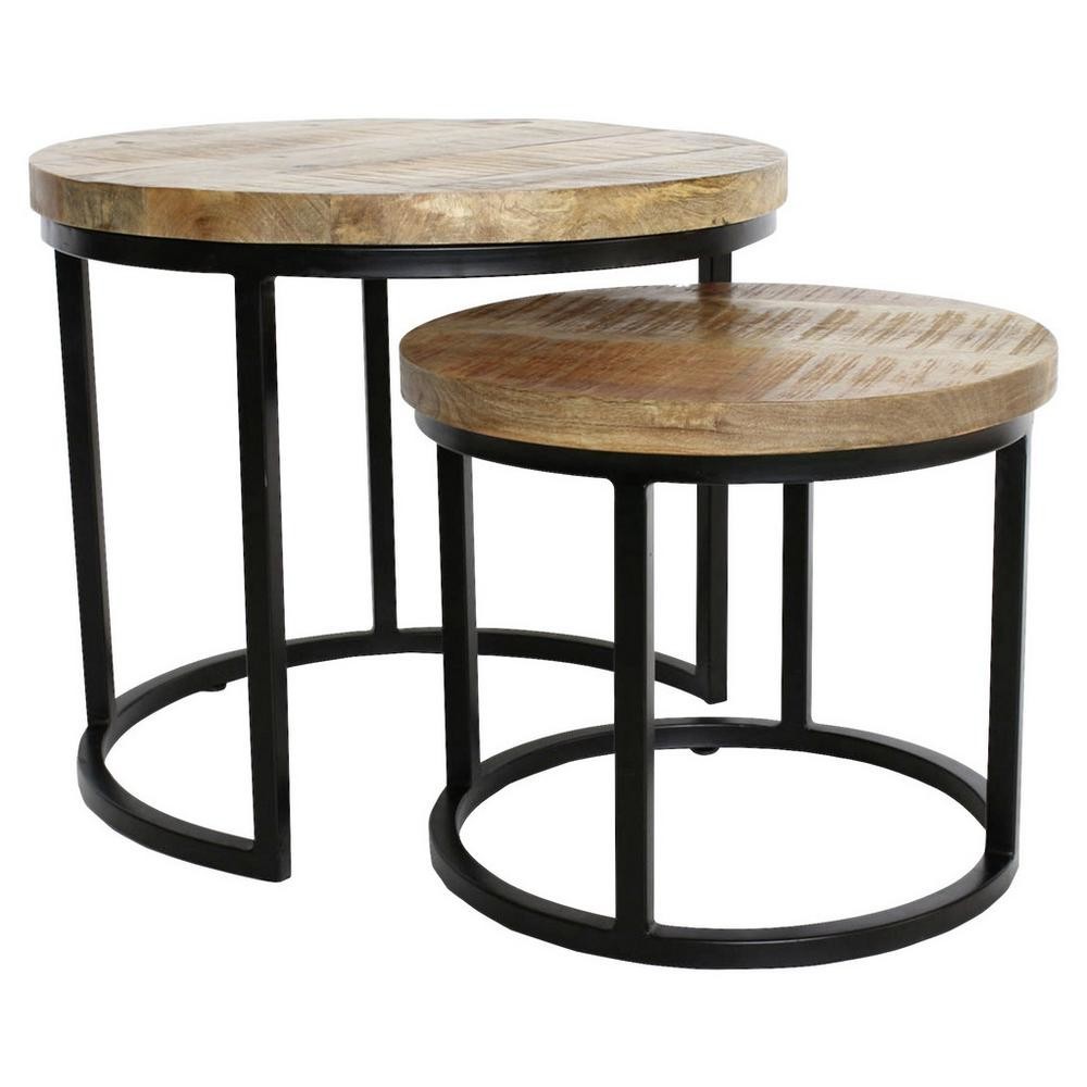 Sada zasúvacích stolíkov Giro masív mango/kov