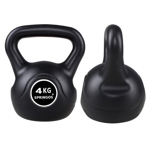 SPRINGOS Kettlebell čierny - 4kg
