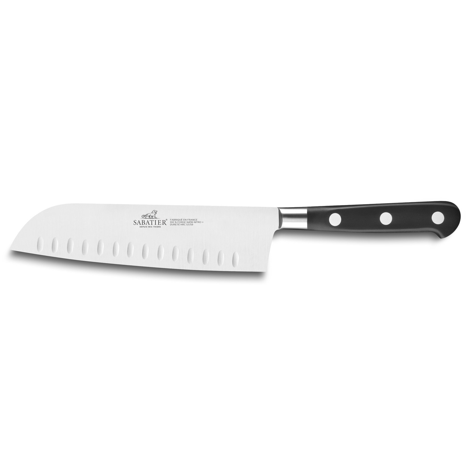 Santoku nôž IDÉAL 18 cm, nerezové nity, čierna, Lion Sabatier