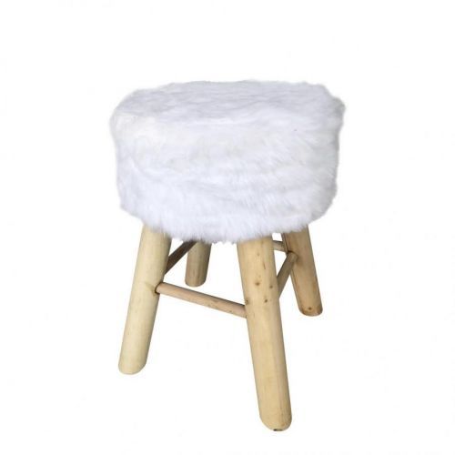 Ambia Home TABURET, drevo, textil, kompozitné drevo, 28/42 cm - prírodné farby, biela