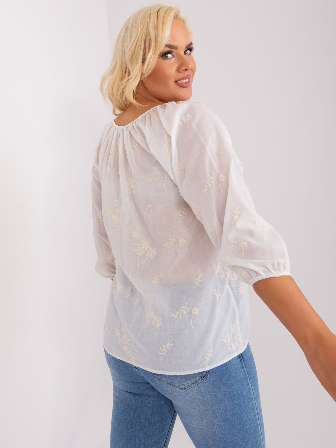 Blúzka LK BZ 509324.50P biela béžová M/L