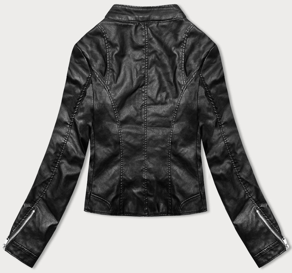 Čierna dámska bunda ramoneska so stojačikom (11Z8052) černá S (36)