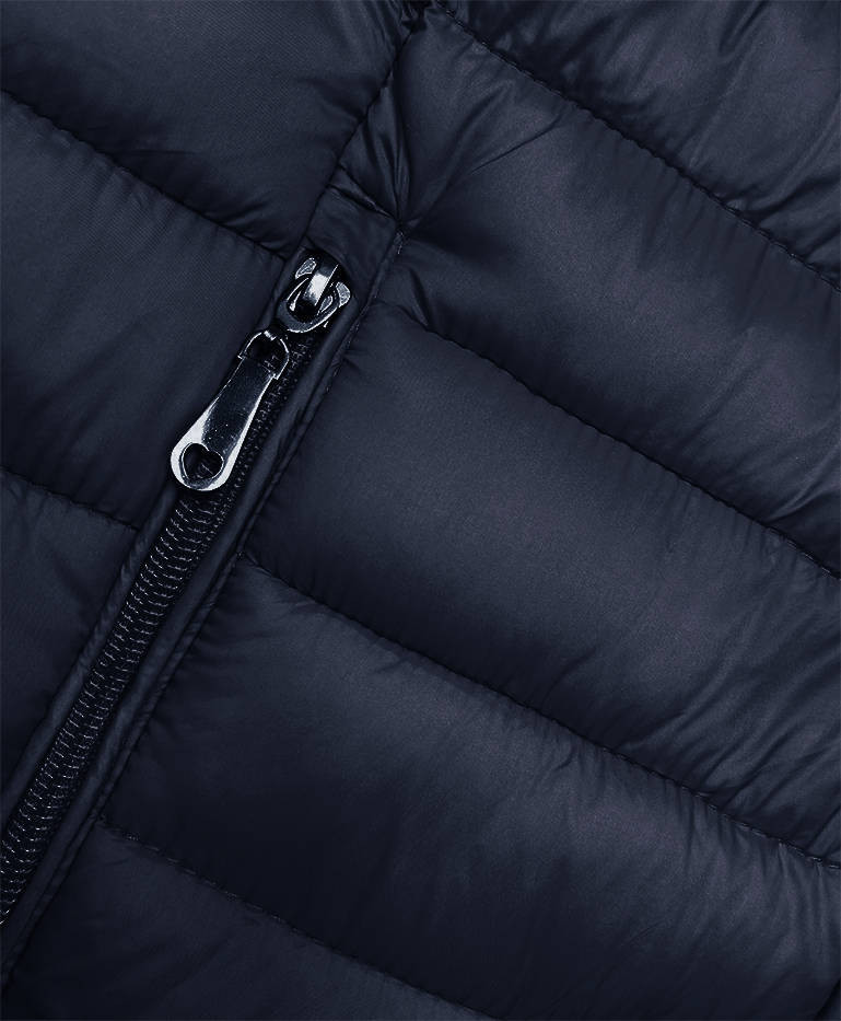 Tmavomodrá prešívaná dámska bunda so stojačikom (16M9111-215) Modrá S (36)