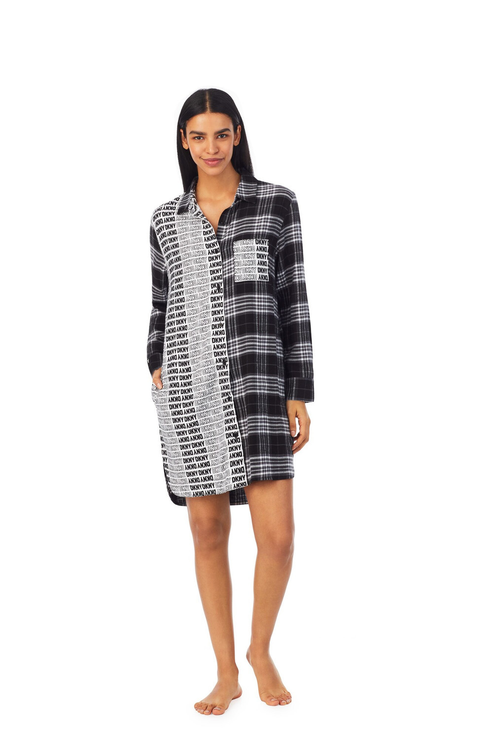 Dámska nočná košeľa YI2322669 005 čiernobiela s potlačou - DKNY XS