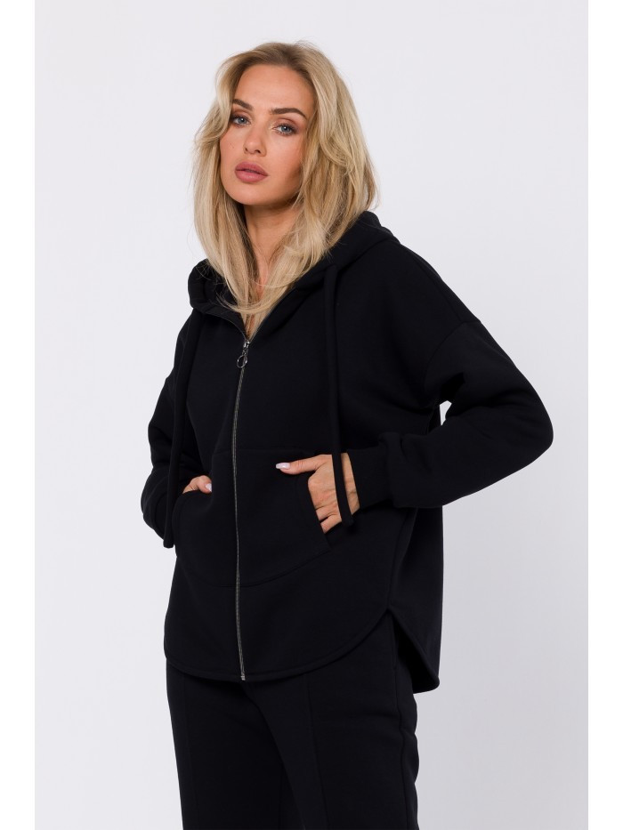 M761 Mikina s kapucňou na zips a klokaním vreckom - čierna EU S/M