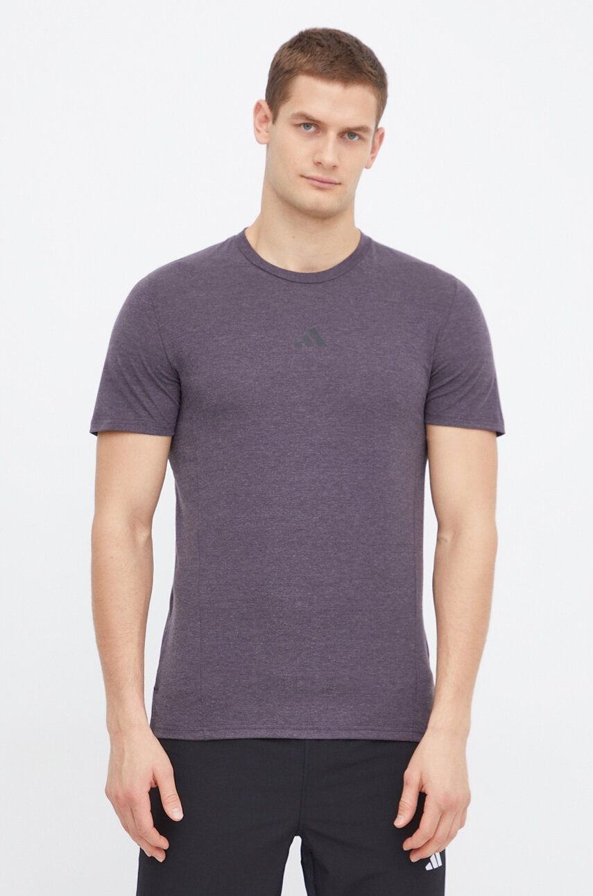 Tréningové tričko adidas Performance fialová farba, melanžový