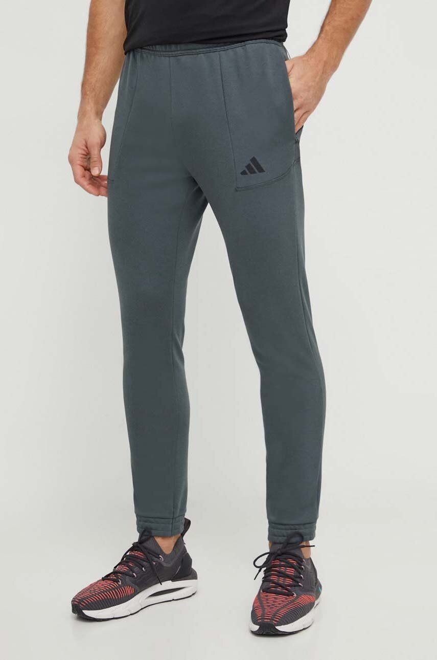 Tréningové nohavice adidas Performance zelená farba, jednofarebné