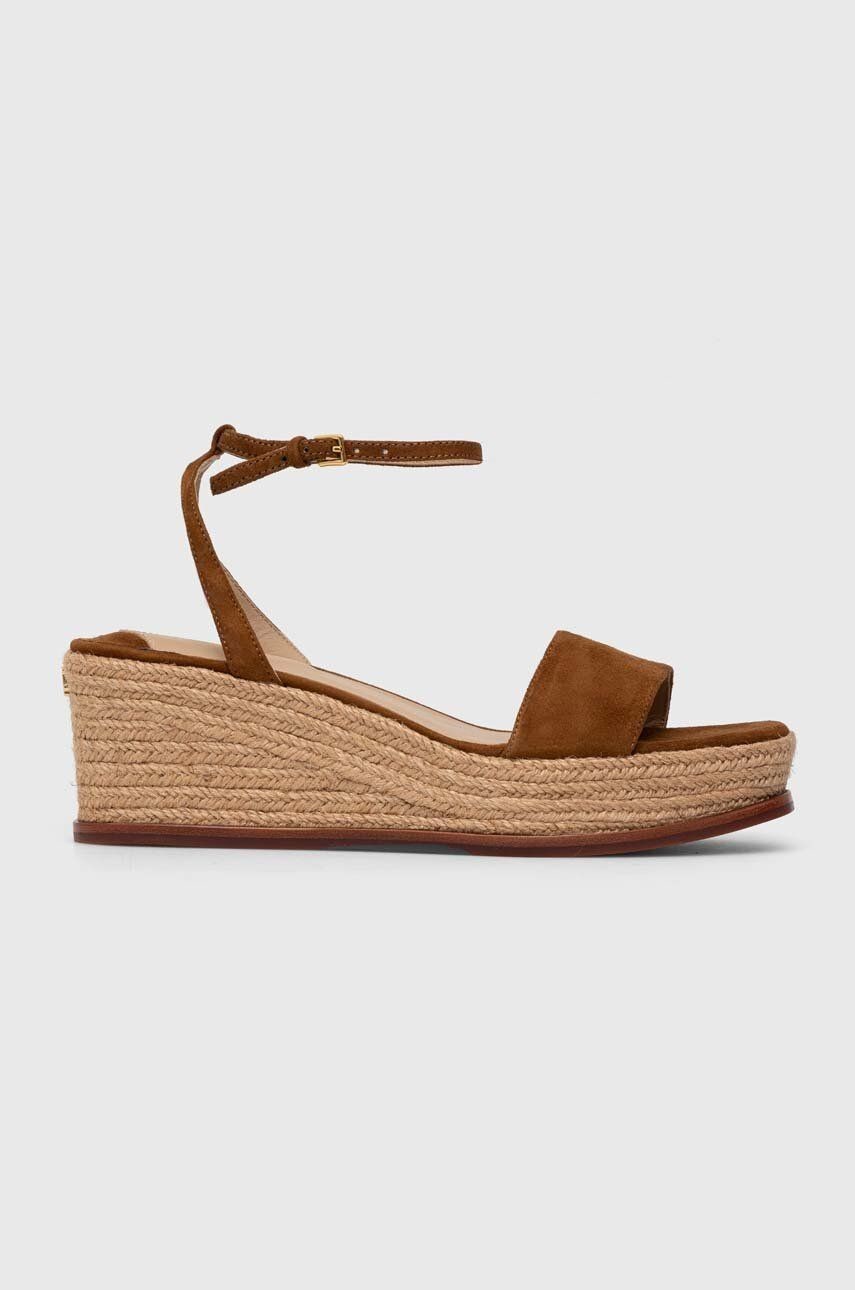 Semišové sandále Lauren Ralph Lauren Leona béžová farba, 802920421002