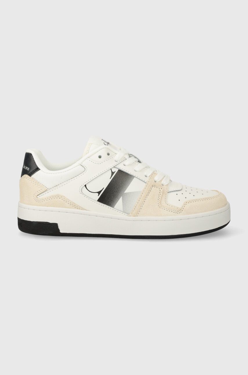 Tenisky Calvin Klein Jeans BASKET CUPSOLE LACE MIX NBS SAT biela farba, YW0YW01446