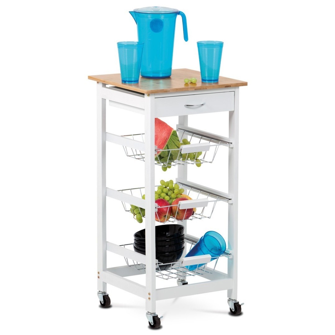 Autronic SERVÍROVACÍ STOLÍK - s jednou zásuvkou a tromi výsuvnými drôtenými košmi