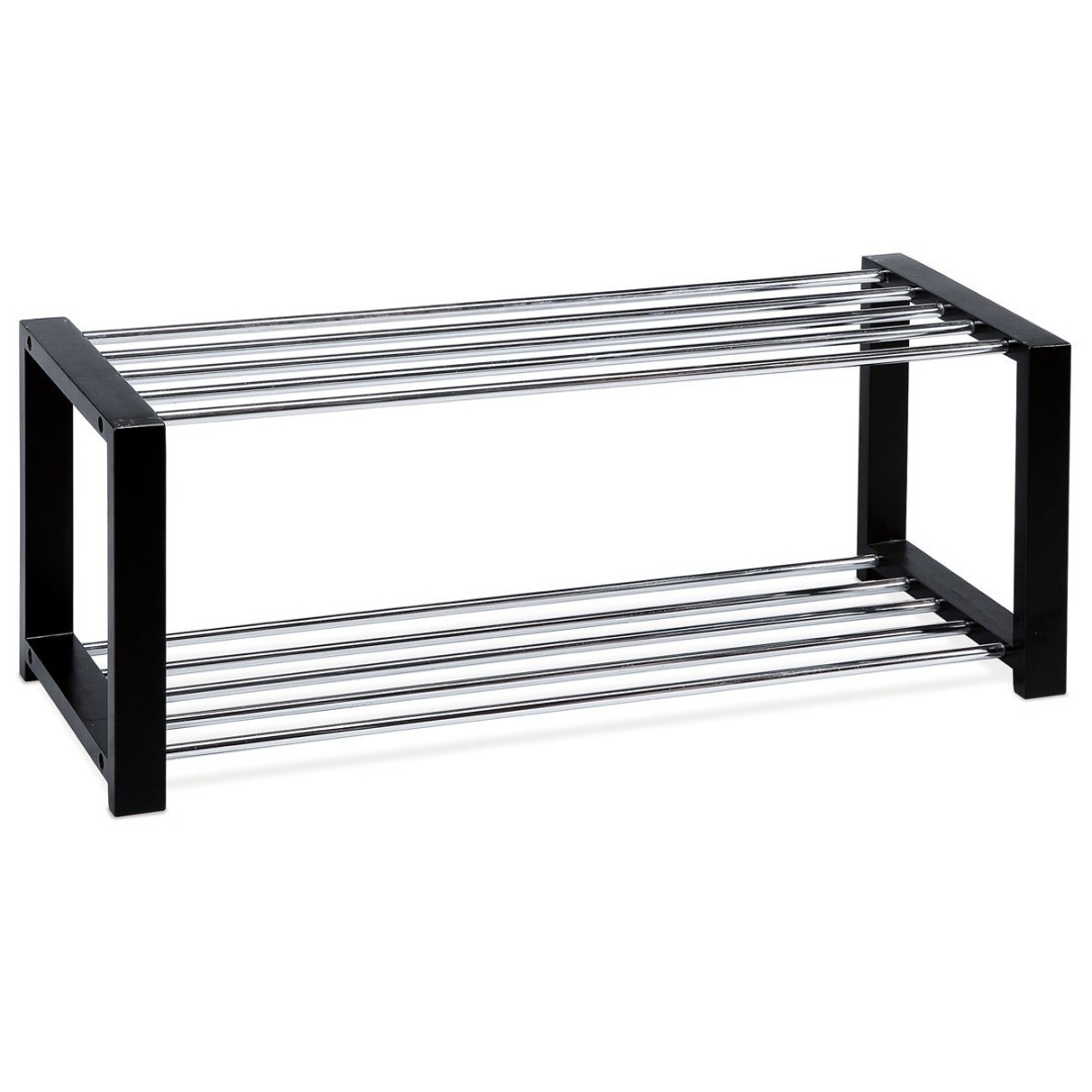 Autronic BOTNÍK - 2-policový, z masívu kaučukovníka - čierny