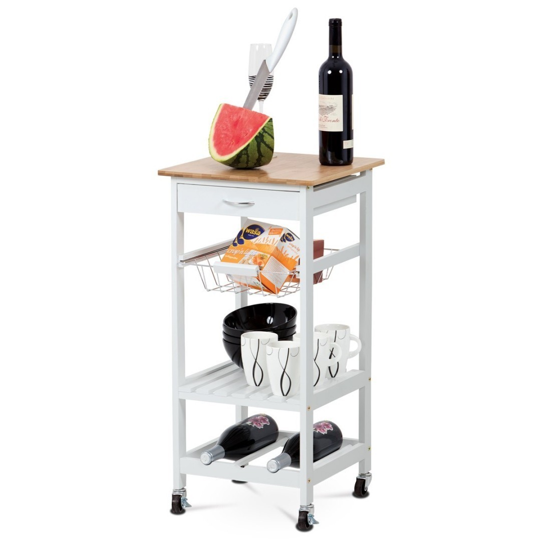 Autronic SERVÍROVACÍ STOLÍK - s jednou zásuvkou, dvoma roštmi a jedným výsuvným drôteným košom ​