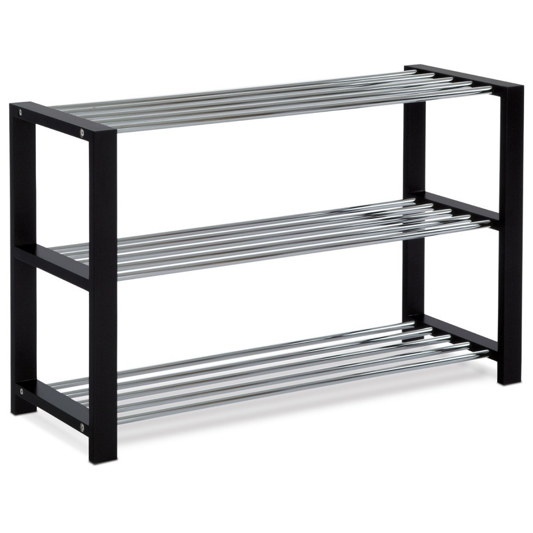 Autronic BOTNÍK - 3-policový, z masívu kaučukovníka a kovu - čierny