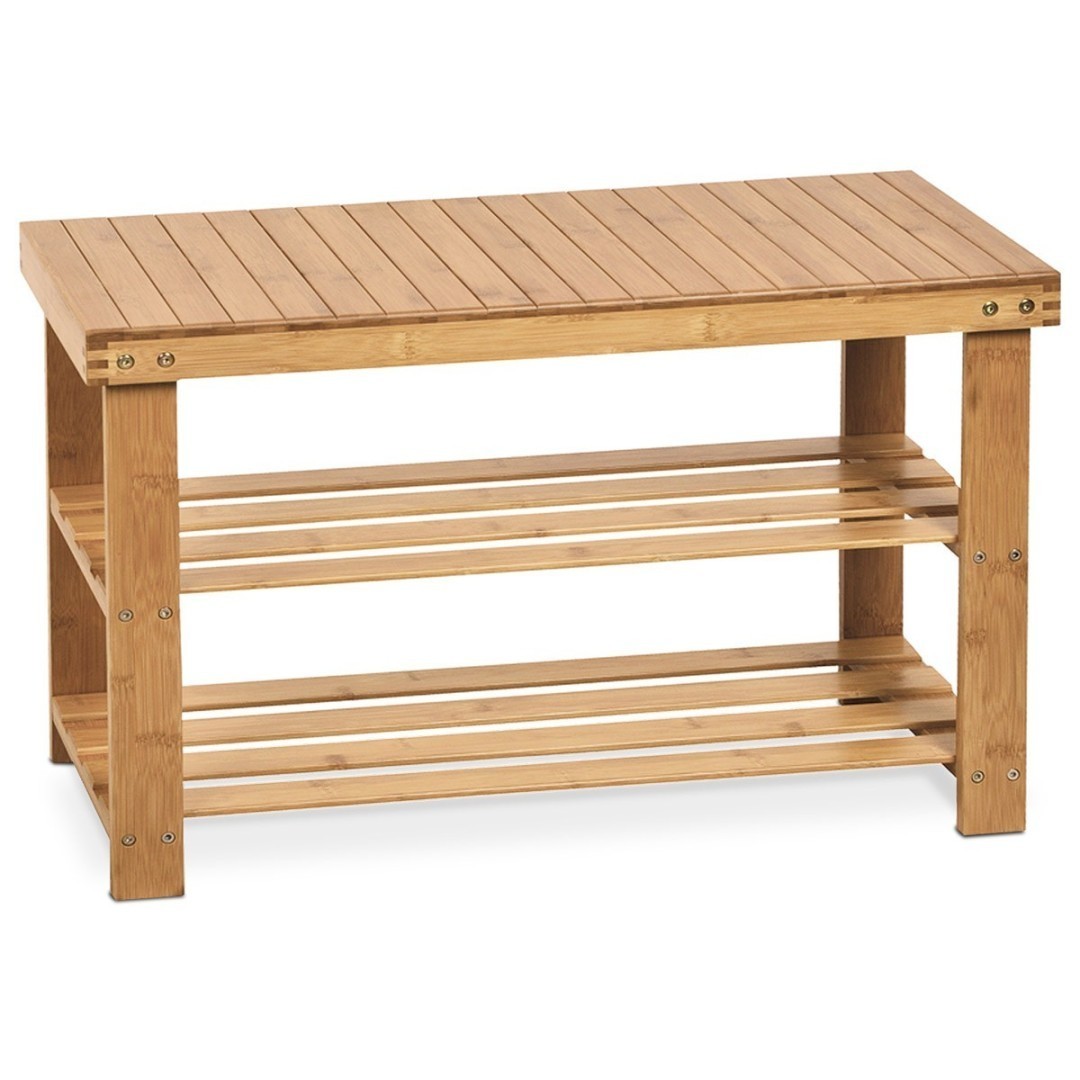 Autronic BOTNÍK/LAVICA - 2-policový z bambusu - prírodný