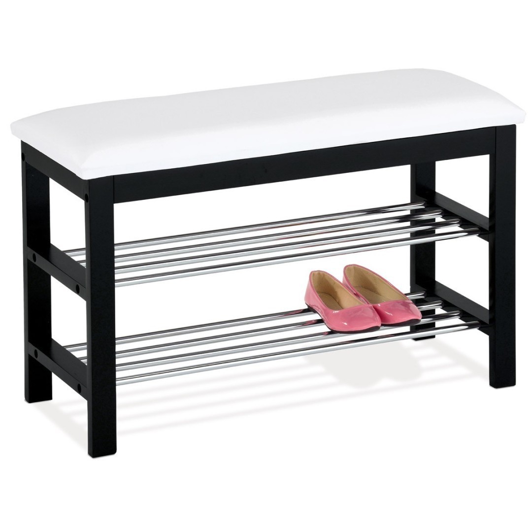 Autronic BOTNÍK/LAVICA - 2-policový, z masívu kaučukovníka - čierny