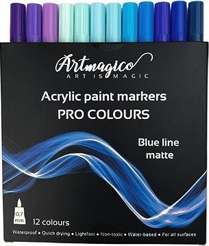 Artmagico Pro Blue Line akrylové fixy, modré odstíny, 12 ks