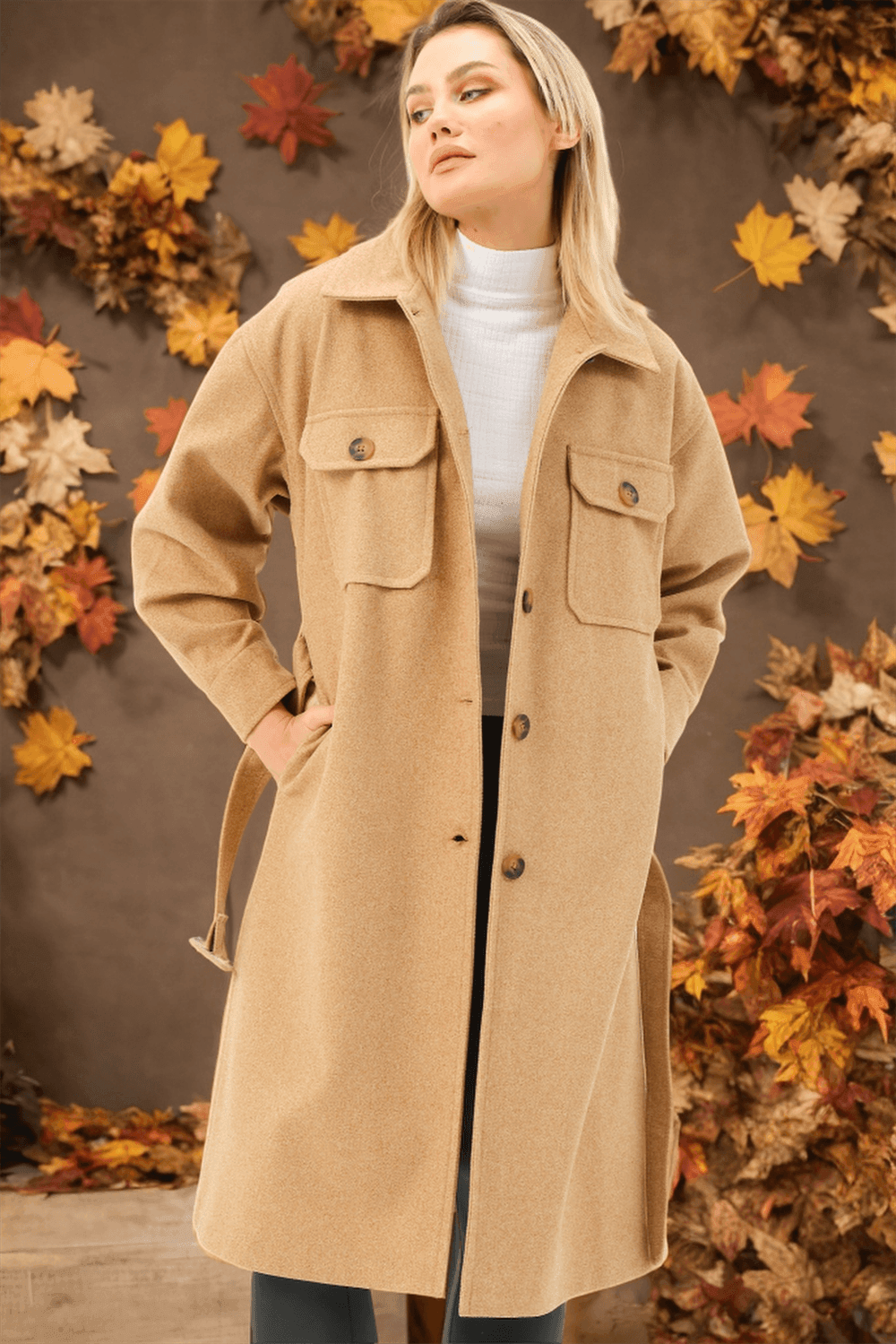 Z6777 DEWBERRY LADIES' COAT-FLAT CAMEL