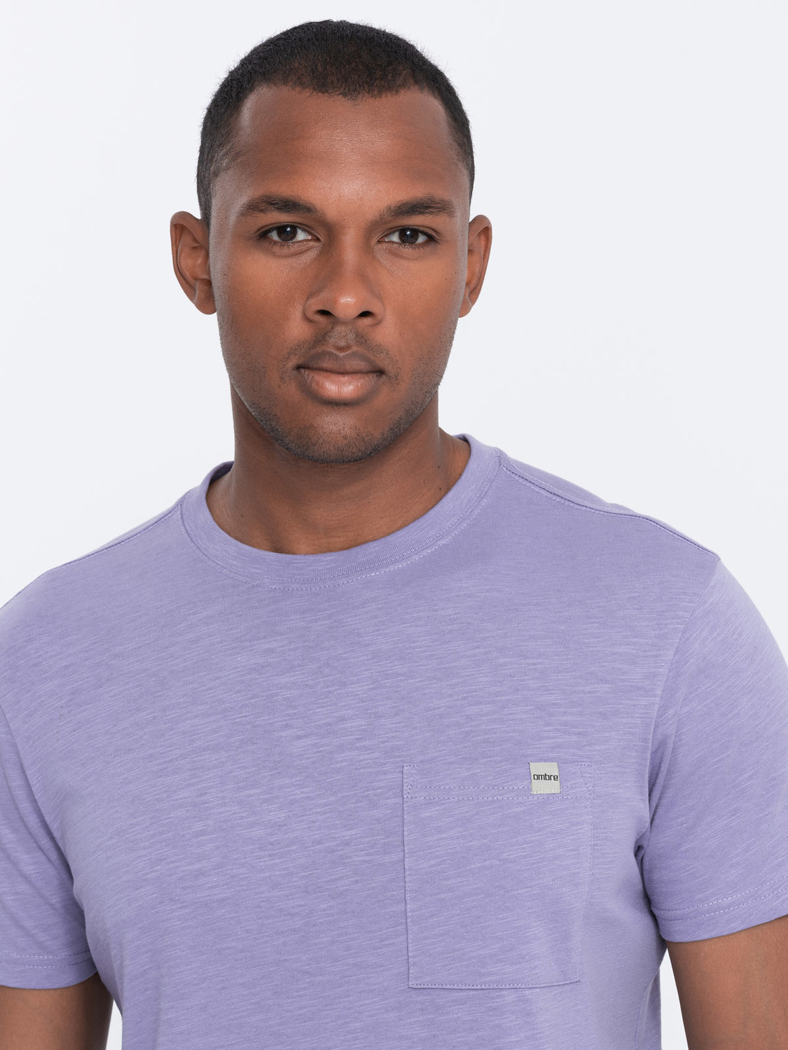 Ombre Men's knitted T-shirt with patch pocket