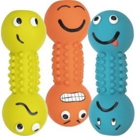 Trixie Smiley dumbbell, latex/polyester fleece, 19 cm