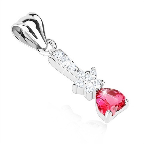 Prívesok, striebro 925, obrátené zirkónové srdce, ligotavá hviezdička