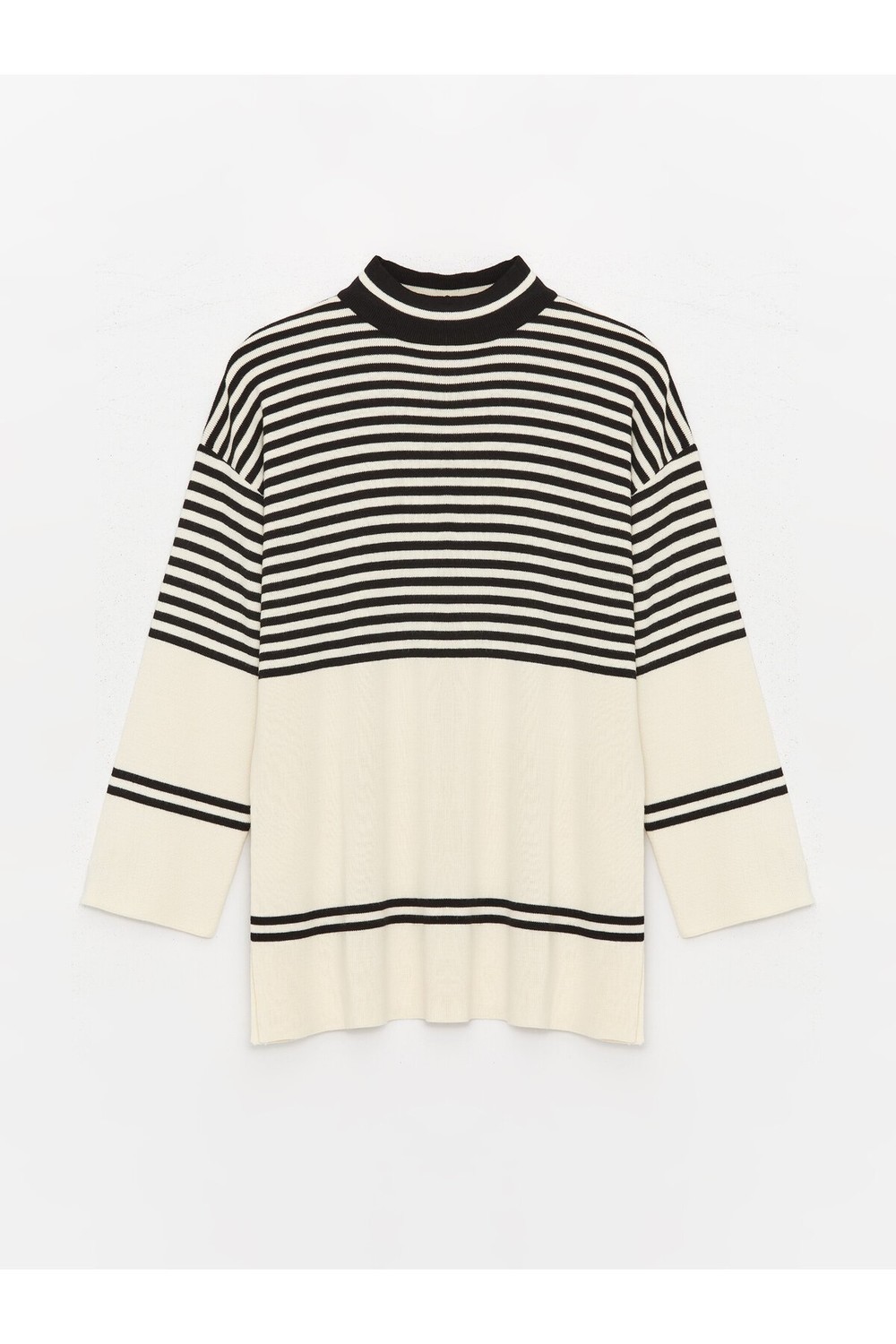 LC Waikiki Half Turtleneck Striped Long Sleeve Women's Knitwear Tunic