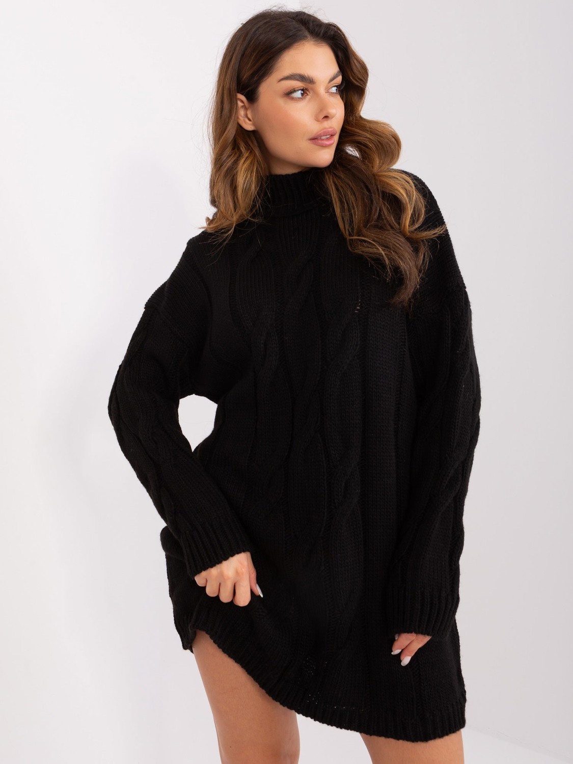 Women's black dress with cable knit RUE PARIS