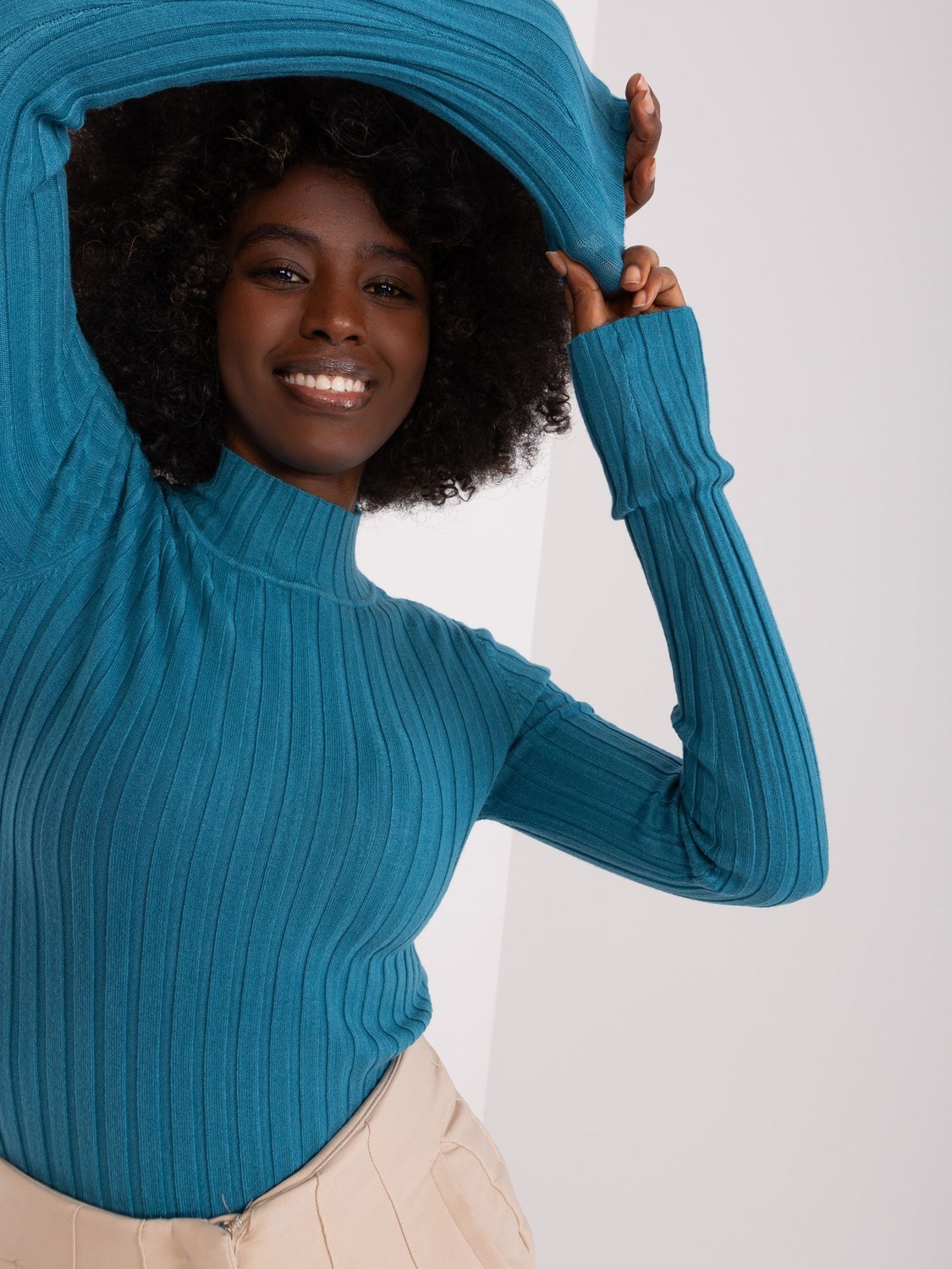 Classic long-sleeved navy sweater