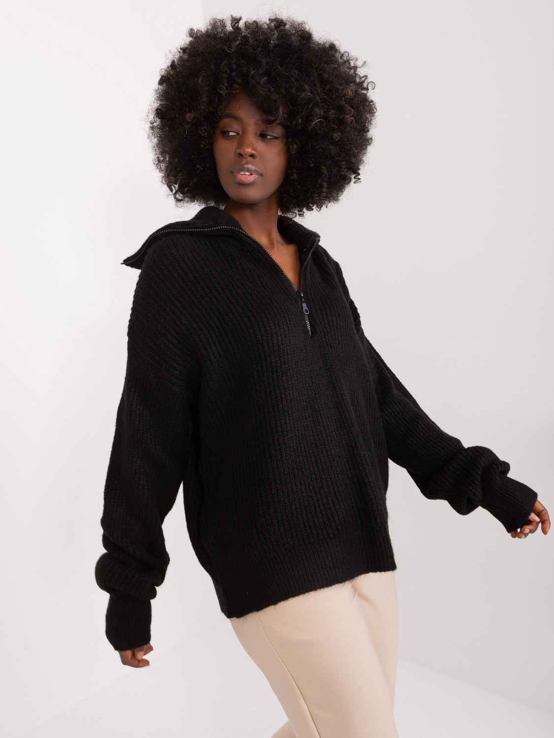 Black smooth turtleneck with collar