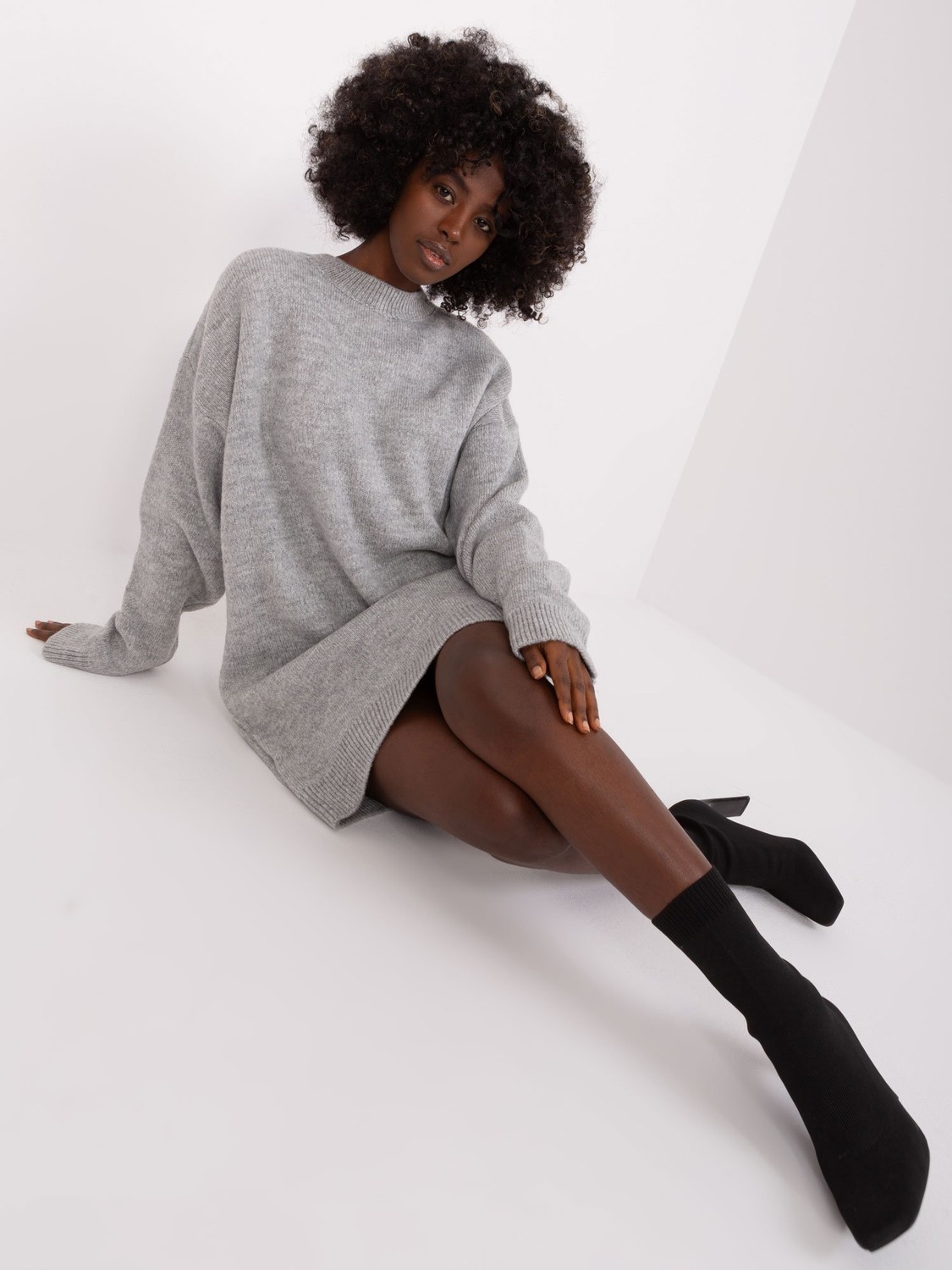 Gray oversize knitted dress RUE PARIS