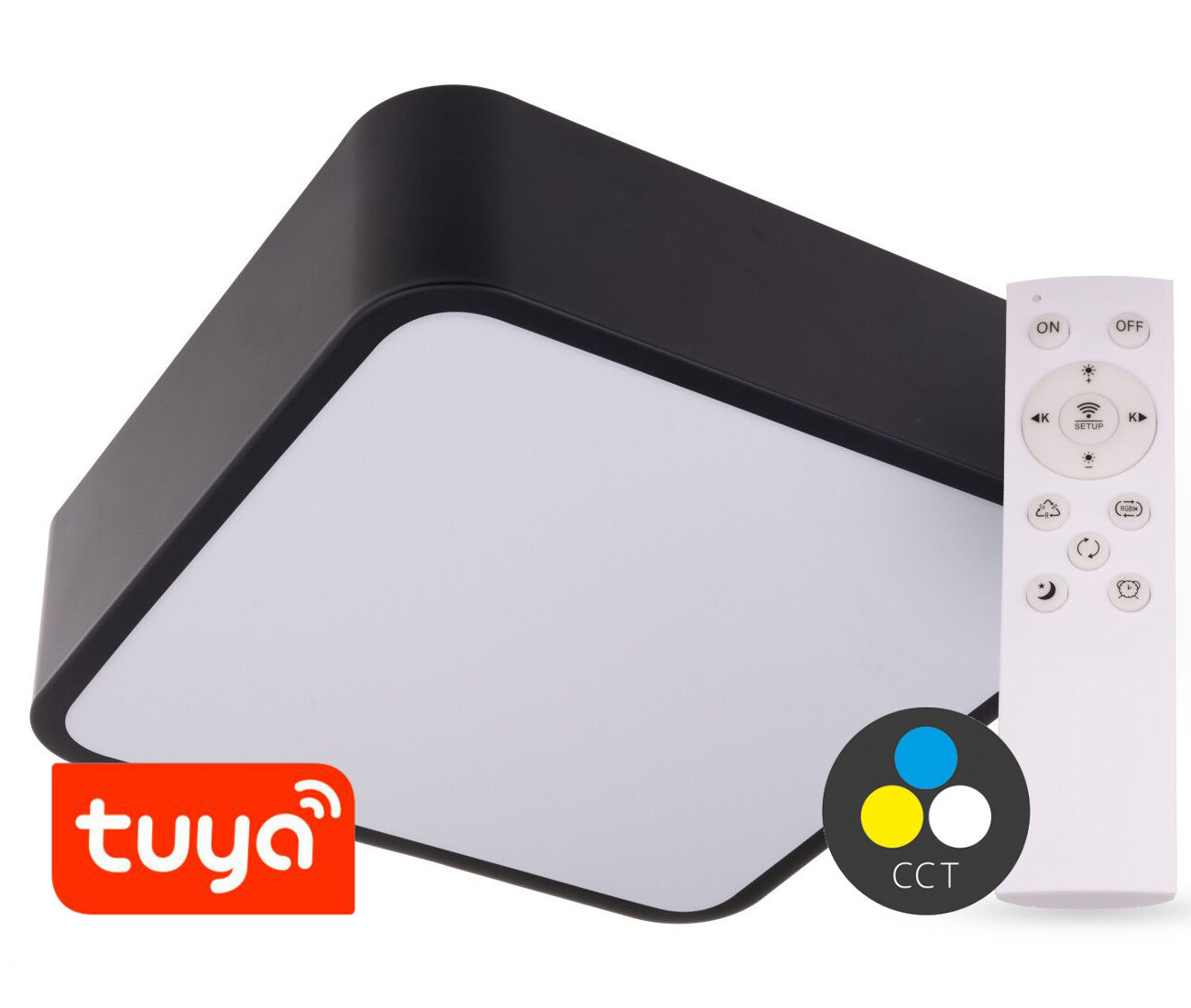 T-LED SMART TUYA Čierne LED stropné svietidlo hranaté 300x300mm 24W CCT s DO 105466