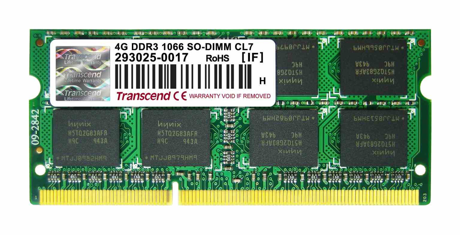 SODIMM DDR3 4GB 1066MHz TRANSCEND 2Rx8 CL7, retail