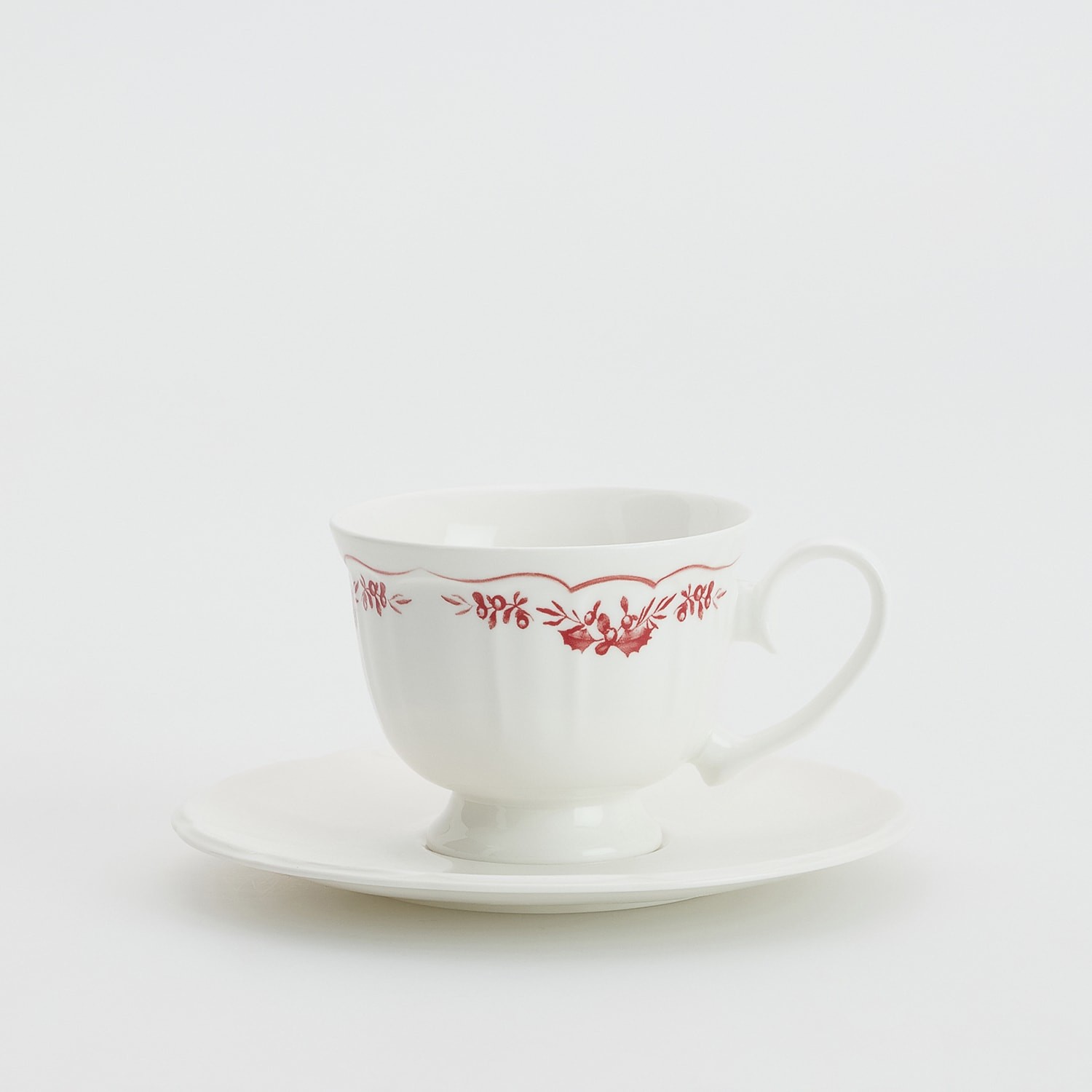 Reserved - Porcelánová šálka s podšálkou - Bordový